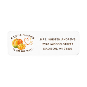 Pompoen Herfst Oranje Baby shower Aankondiging Etiket