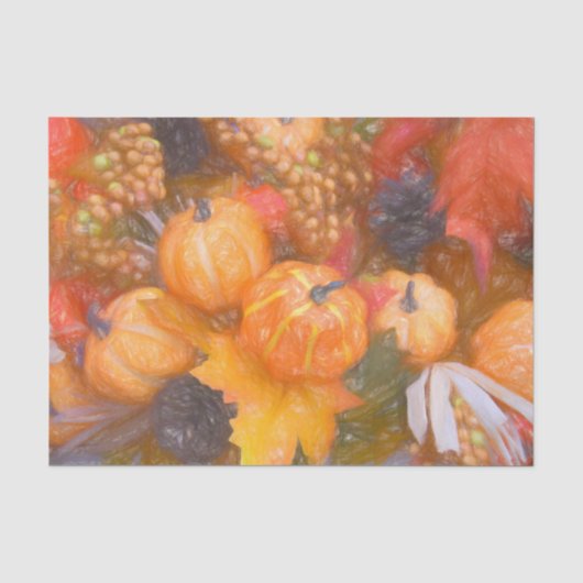Pompoen Herfst Oranje Bladeren Digitale Schets Kun Tissuepapier (Voorkant)