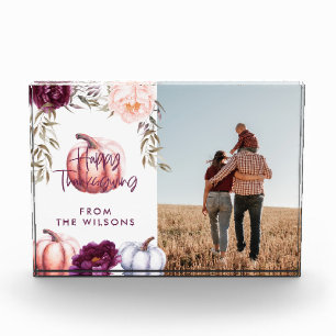 Pompoen herfst paarse Thanksgiving familie Fotoblokken