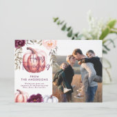 pompoen herfst paarse Thanksgiving foto Kaart (Staand voorkant)