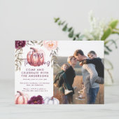 pompoen herfst paarse Thanksgiving foto Kaart (Staand voorkant)