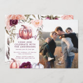 pompoen herfst paarse Thanksgiving foto Kaart (Voorkant / Achterkant)