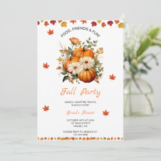 Pompoen Herfst Party Kaart (Staand voorkant)