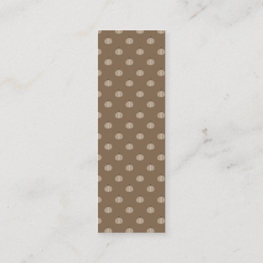 Pompoen herfst patroon bookmarker mini visitekaartje (Achterkant)