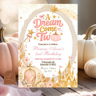 Pompoen Herfst Prinses Droom Komt Twee Verjaardag Kaart