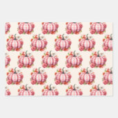 Pompoen Herfst Roze Plaid Baby shower Inpakpapier Vel (Voorkant)