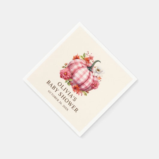 Pompoen Herfst Roze Plaid Baby shower Servet (Hoek)
