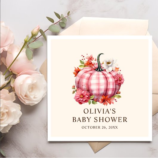 Pompoen Herfst Roze Plaid Baby shower Servet