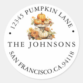 Pompoen Herfst | Rustiek Adres Ronde Sticker
