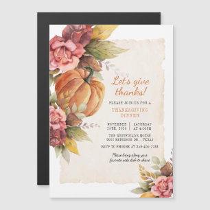 Pompoen Herfst Rustieke Thanksgiving Diner Uitnodi Magnetische Uitnodiging