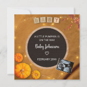 Pompoen Herfst Sonogram Echografie Foto Zwangersch Aankondiging (Voorkant)