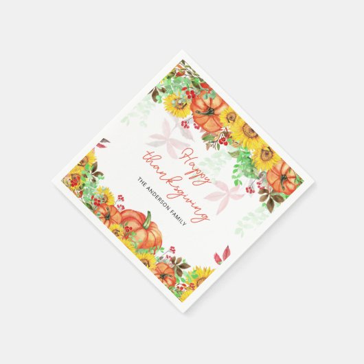 Pompoen Herfst Thanksgiving Servetten (Hoek)