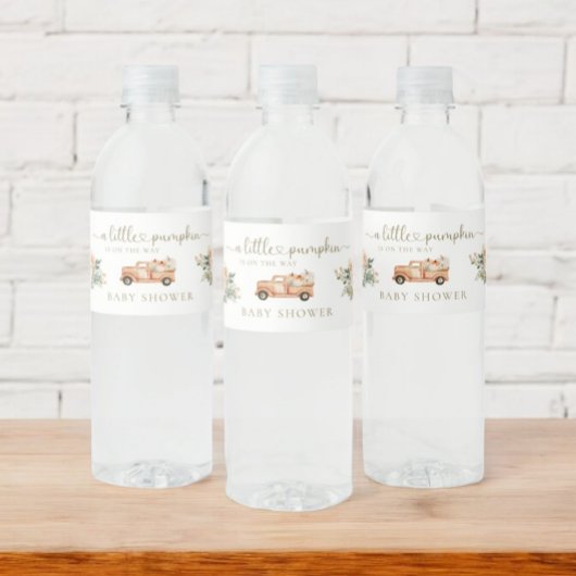 Pompoen Herfst Truck Sinaasappel Neutraal Baby sho Waterfles Etiket