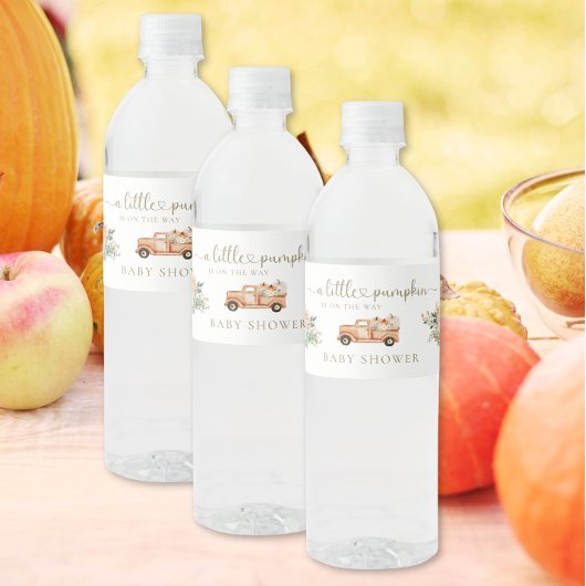 Pompoen Herfst Truck Sinaasappel Neutraal Baby sho Waterfles Etiket