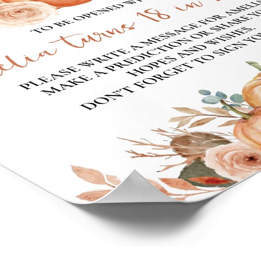 Pompoen Herfst Verjaardag Party Time Capsule Sign Poster (Hoek)