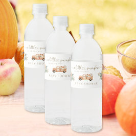 Pompoen Herfst Vrachtwagen Oranje Neutrale Baby Sh Waterfles Etiket