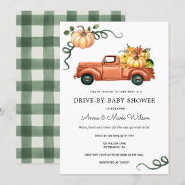 Pompoen herfst vrachtwagen rijden door Baby shower Kaart