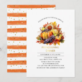 Pompoen Herfst Vriendendankdag diner aquarel Kaart