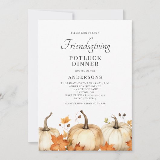 Pompoen Herfst Vriendschap Potluck Thanksgiving Kaart (Voorkant)