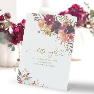 Pompoen Herfst Vrijgezellenfeest Datum Night Jar S Reclamebord Met Voetstuk