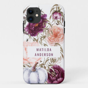 pompoen herfst waterverf floraal paars schattig  Case-Mate iPhone case