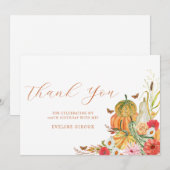 Pompoen Herfst Wildflower Bloemen 100e Verjaardag Bedankkaart (Voorkant / Achterkant)