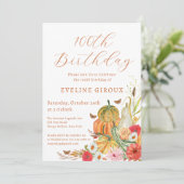 Pompoen Herfst Wildflower Bloemen 100e Verjaardag Kaart (Staand voorkant)