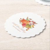 Pompoen Herfst Wildflower Bloemen 100e Verjaardag Kartonnen Onderzetters (Gekanteld)