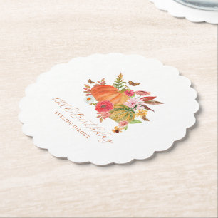 Pompoen Herfst Wildflower Bloemen 100e Verjaardag Kartonnen Onderzetters