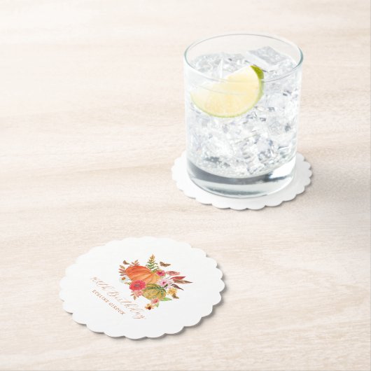 Pompoen Herfst Wildflower Bloemen 100e Verjaardag Kartonnen Onderzetters (Insitu)