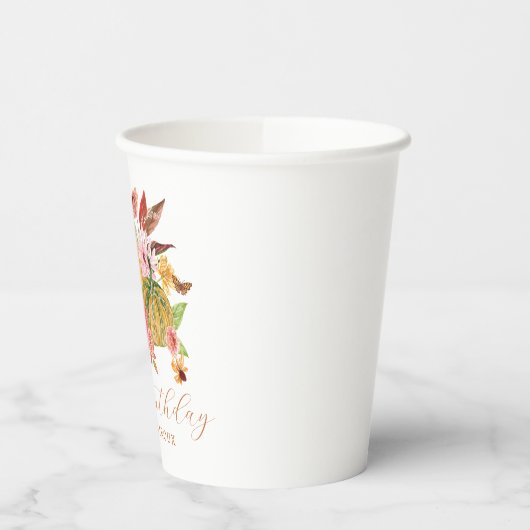 Pompoen Herfst Wildflower Bloemen 100e Verjaardag Papieren Bekers (Links)