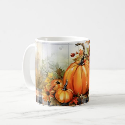Pompoen/Herfst Wrap Koffiemok (Voorkant links)