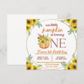 Pompoen Herfst Zonnebloem eerste verjaardag Kaart (Voorkant / Achterkant)
