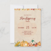 Pompoen Herfstblad Thanksgiving Diner Invitation Bedankkaart (Voorkant)
