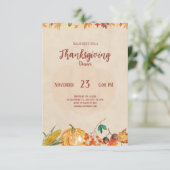 Pompoen Herfstblad Thanksgiving Diner Invitation Bedankkaart (Staand voorkant)