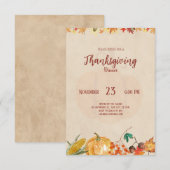 Pompoen Herfstblad Thanksgiving Diner Invitation Bedankkaart (Voorkant / Achterkant)