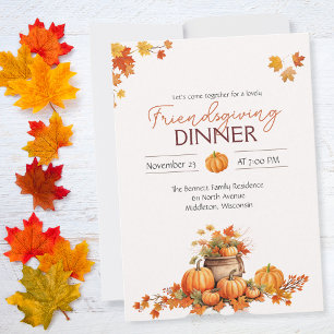 Pompoen Herfstbladeren Cottagecore Boho Thanksgivi Kaart