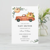 Pompoen herfstvrachtwagen Baby shower Kaart (Staand voorkant)