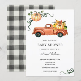 Pompoen herfstvrachtwagen Baby shower Kaart
