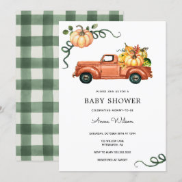 Pompoen herfstvrachtwagen Baby shower Kaart