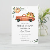 Pompoen herfstvrachtwagen Vrijgezellenfeest Kaart (Staand voorkant)