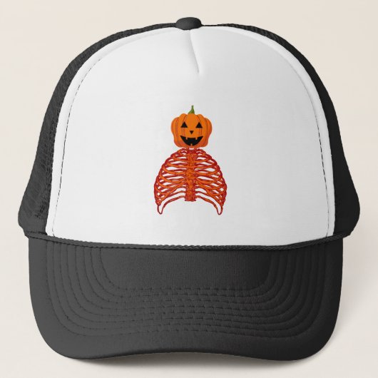 pompoen het skelet halloween trucker pet (Voorkant)