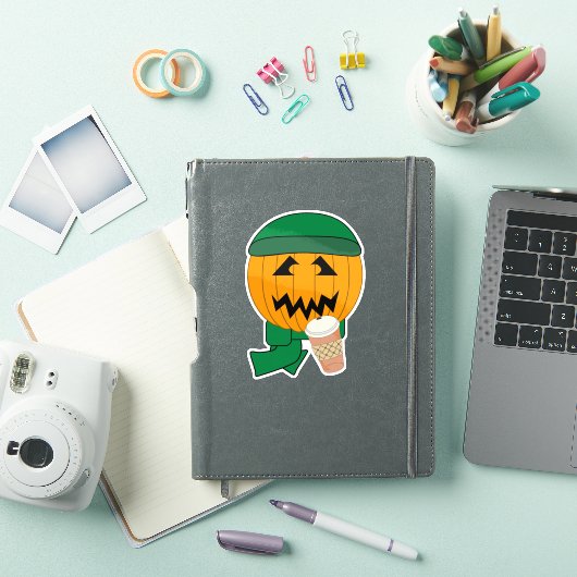 Pompoen Hipster Jack-o-lantern Halloween Design Sticker (iPad Cover)