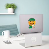 Pompoen Hipster Jack-o-lantern Halloween Design Sticker (Laptop op bureau)