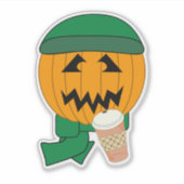 Pompoen Hipster Jack-o-lantern Halloween Ontwerp Sticker (Voorkant)