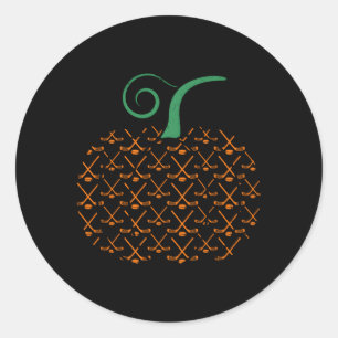Pompoen Hockey Halloween Hockey Ronde Sticker