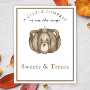 Pompoen hoe beer snoep en behandelt baby shower poster