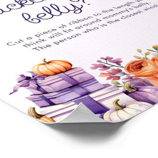 Pompoen Hoe groot is het Baby shower van mama Poster (Hoek)