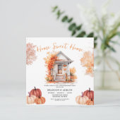 Pompoen Home Sweet Home Herfst Bloemen Kaart (Staand voorkant)