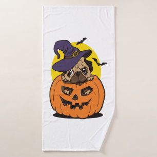 Pompoen Hond Halloween, Grappige Halloween Hond Badhanddoek
